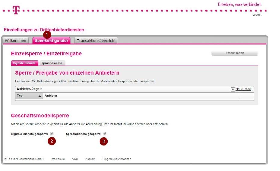 Drittanbietersperre einrichten bei der Telekom