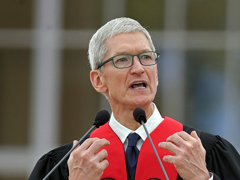 Apple-CEO Tim Cook bei einer Rede vor Studenten des Massachusetts Institute of Technology (MIT)