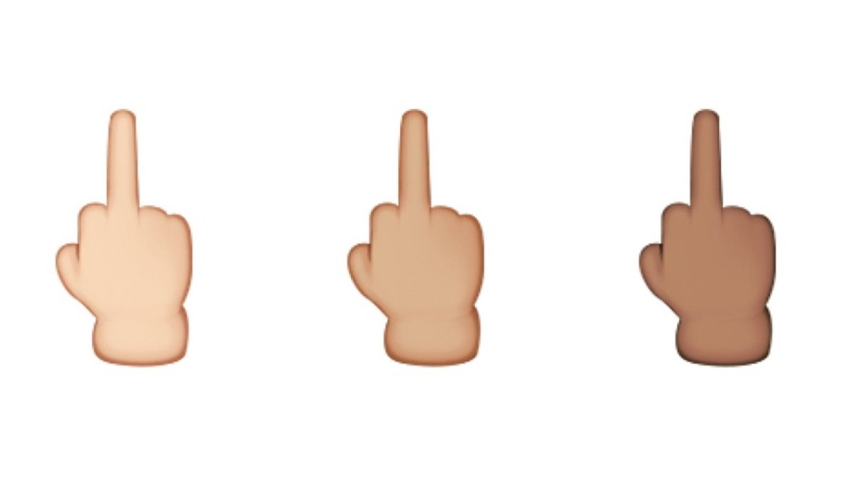 Die Mittelfinger-Emojis in verschiedenen Hautfarben.