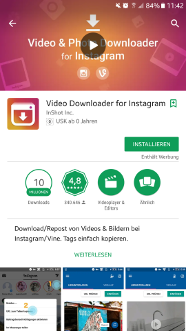 Mit dem Video Downloader für Instagram könnt ihr Videos unkompliziert herunterladen.