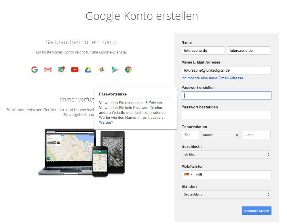 Wählt ein möglichst sicheres Passwort für euren neuen Google- beziehungsweise erstellten YouTube-Account aus.