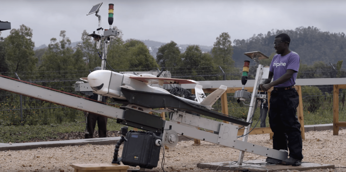 Zipline-Drohne auf der Startrampe
