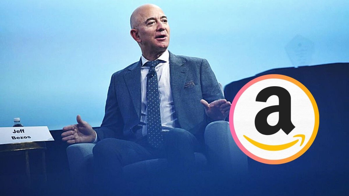 Jeff Bezos und das Amazon-Logo