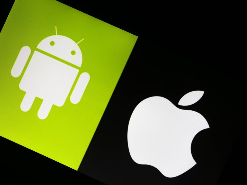 Android-Symbol und Apple-Symbol