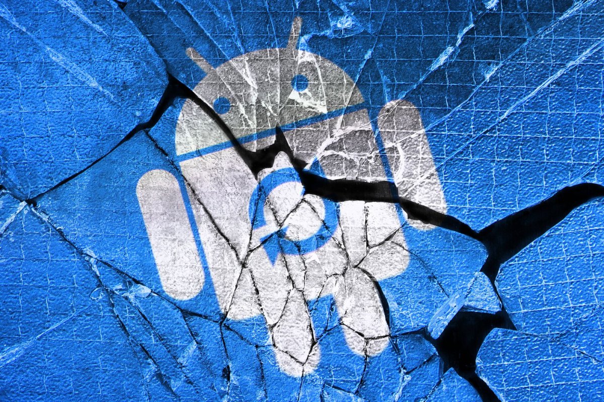 Android-Logo auf zerspringendem Glas