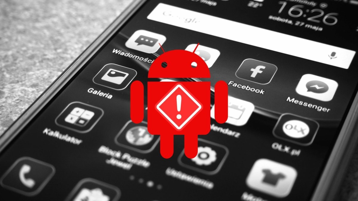 Android-Logo mit Gefahrenzeichen