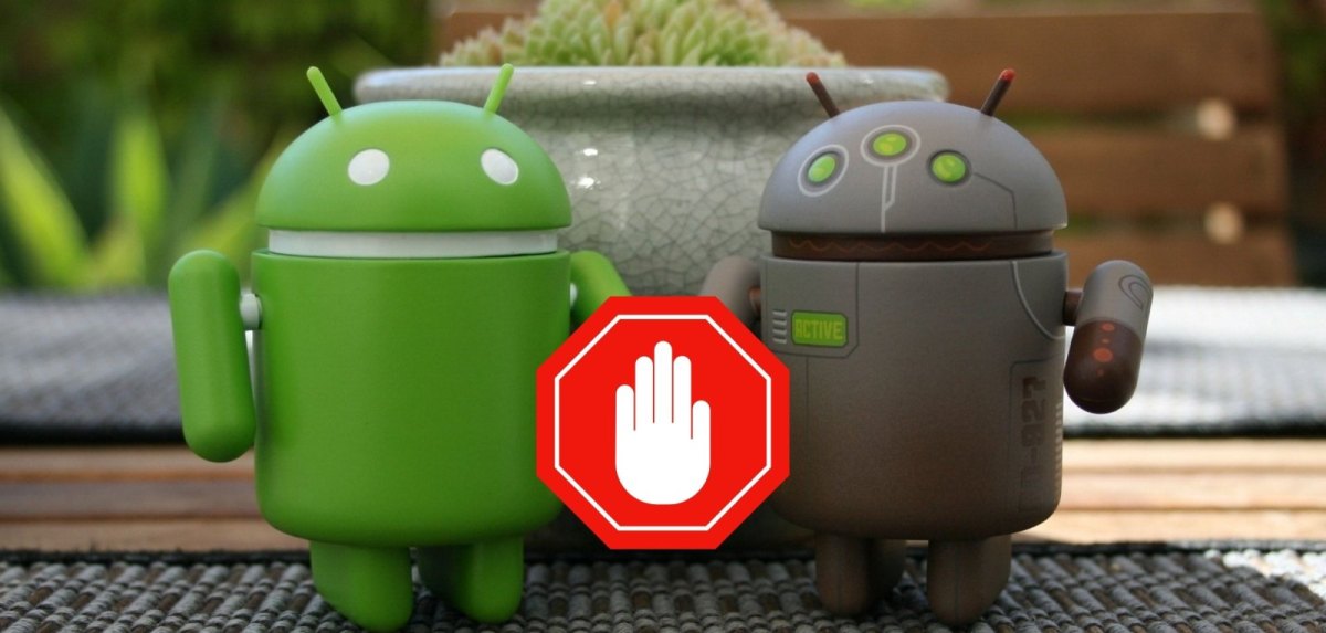 Android-Logo mit Warnzeichen