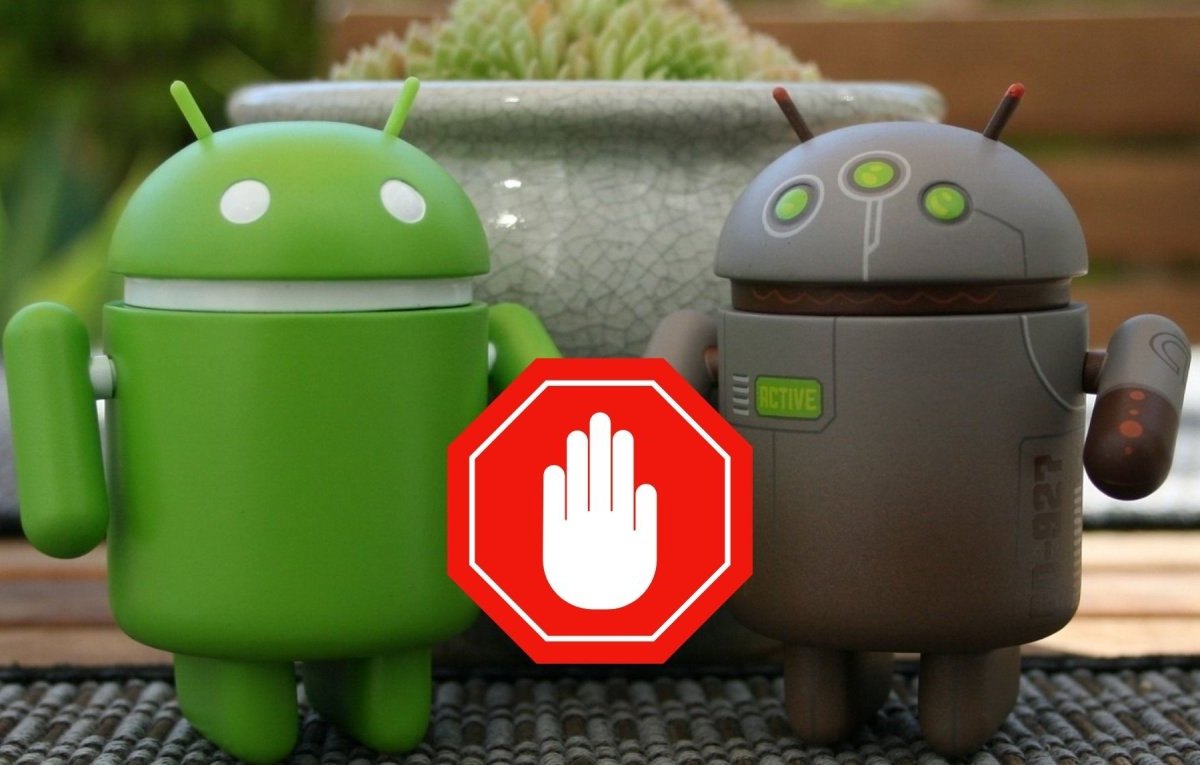 Android-Logo mit Warnzeichen