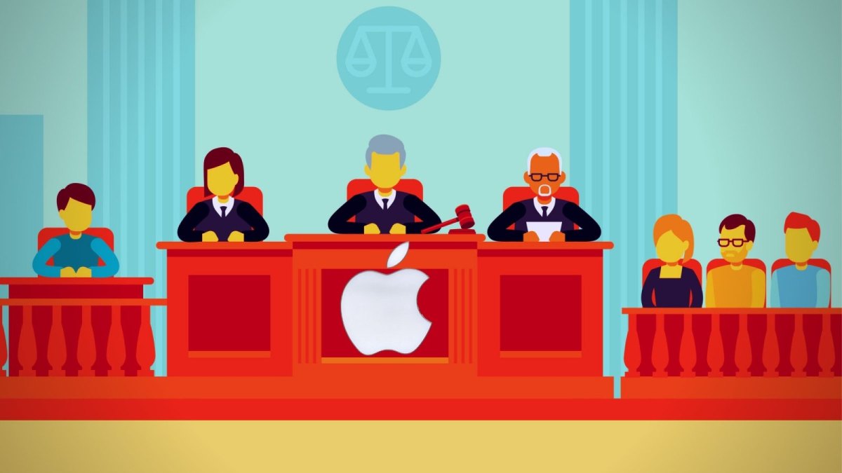 Apple-Logo an einem Richterpult