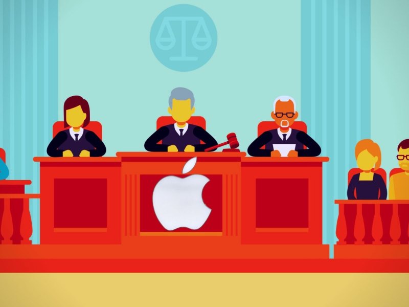 Apple-Logo an einem Richterpult
