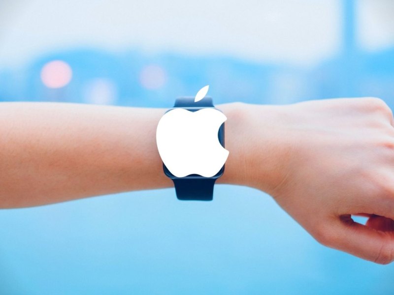 Smartwatch mit Apple-Logo.