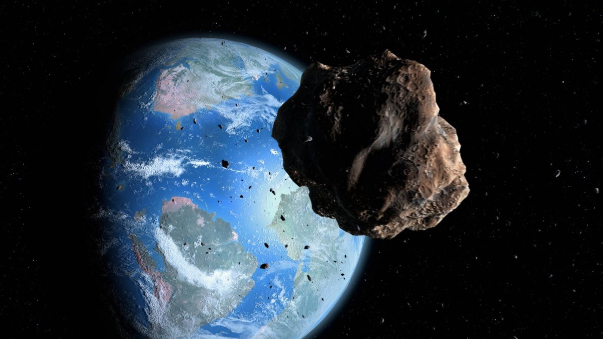 Ein Asteroid kommt auf die Erde zu.