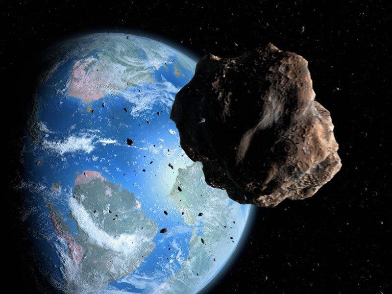 Ein Asteroid kommt auf die Erde zu.