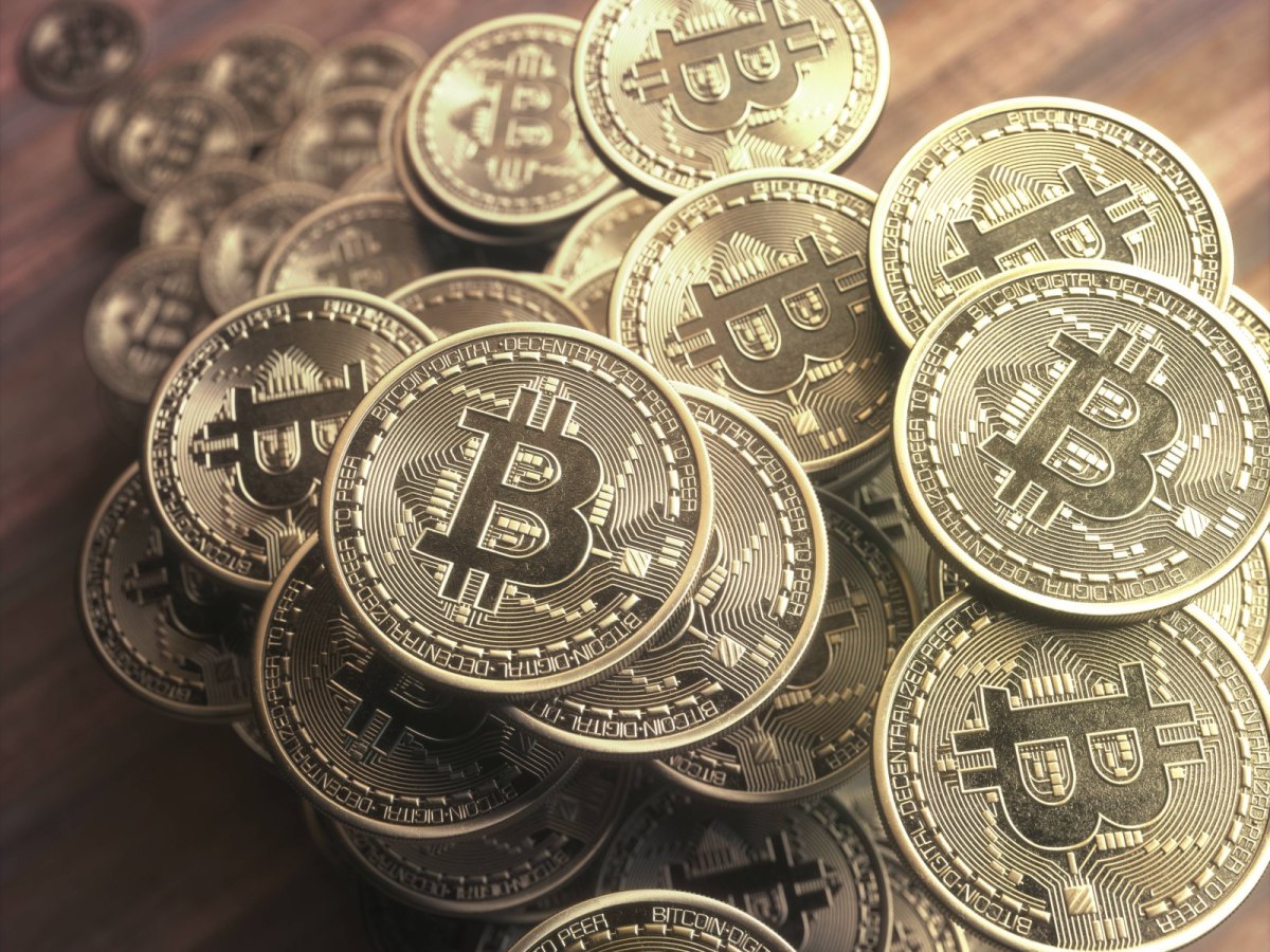 Ein Stapel Bitcoin-Münzen