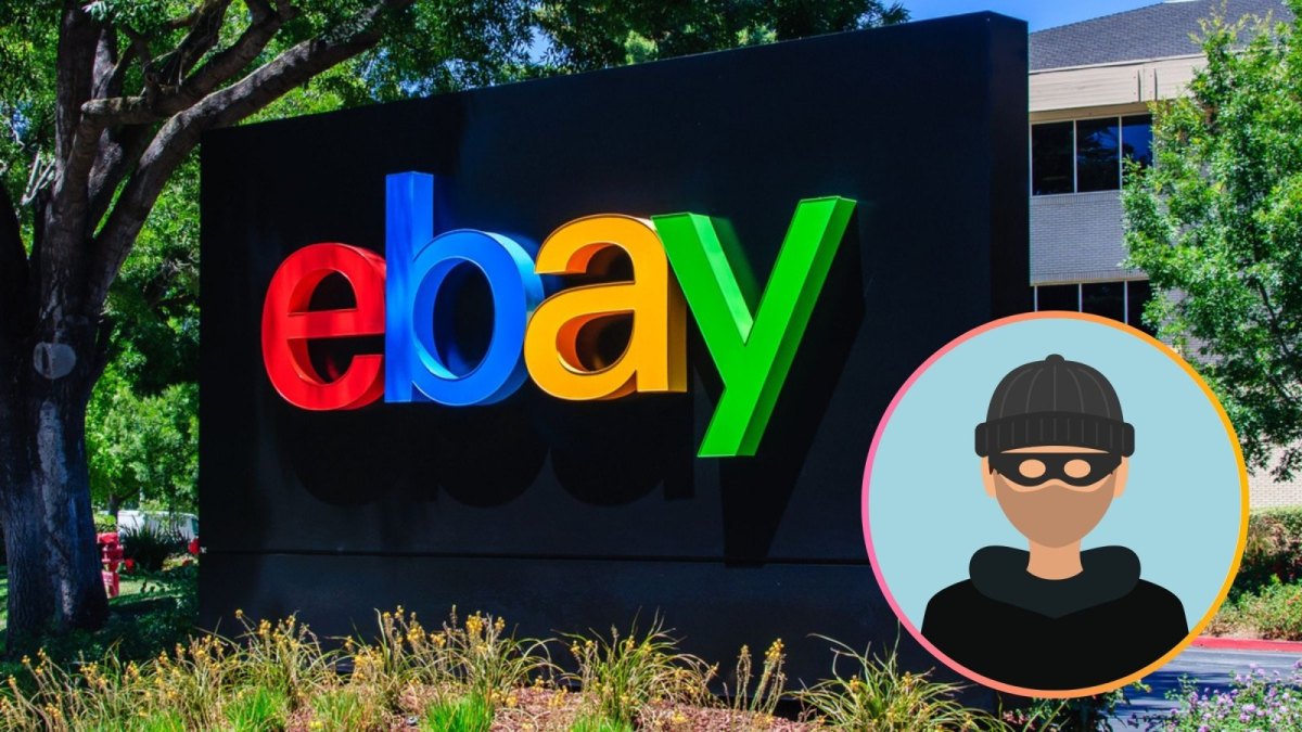 Ebay-Logo und ein Räuber