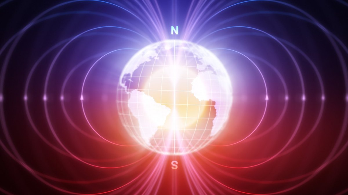 Illustration zeigt das Magnetfeld der Erde