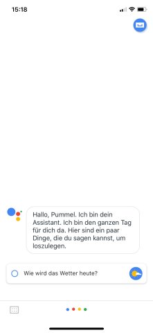 So sieht der Google Assistant installiert auf dem iPhone aus.