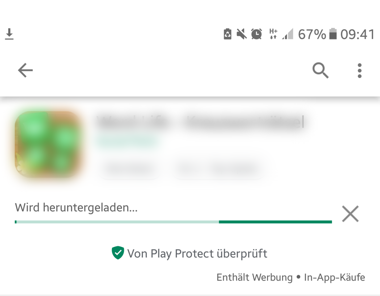 Lädst du eine App herunter, zeigt dir das Google Play Protect-Symbol an, ob diese in Ordnung ist.