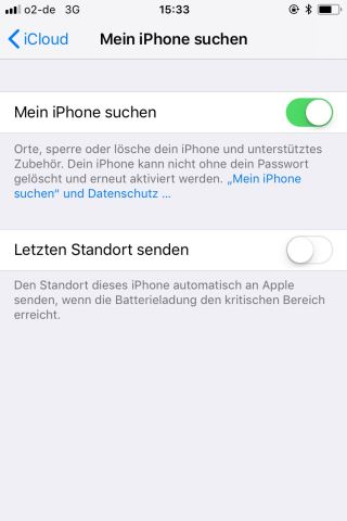 "Mein iPhone suchen" solltet ihr im Vorfeld aktivieren, um im Notfall euer Handy orten zu können.