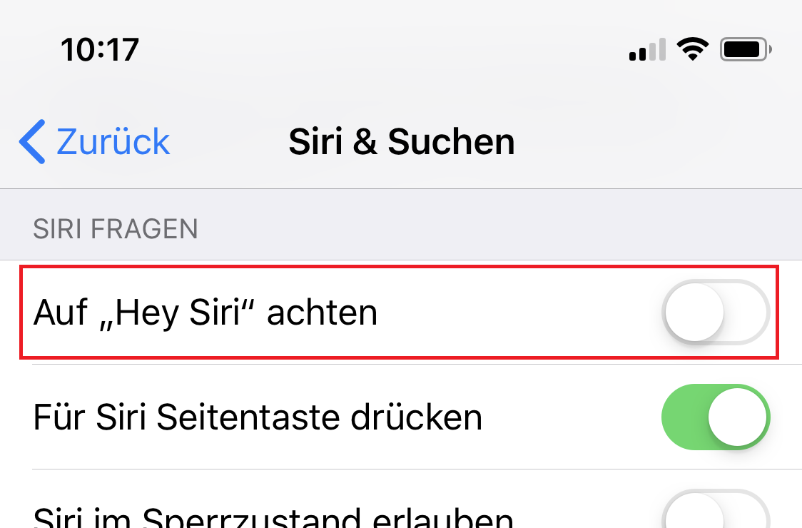Wer Siri kaum verwendet, braucht auch nicht die Funktion "Hey Siri". Schont euren Akku und schaltet sie aus.