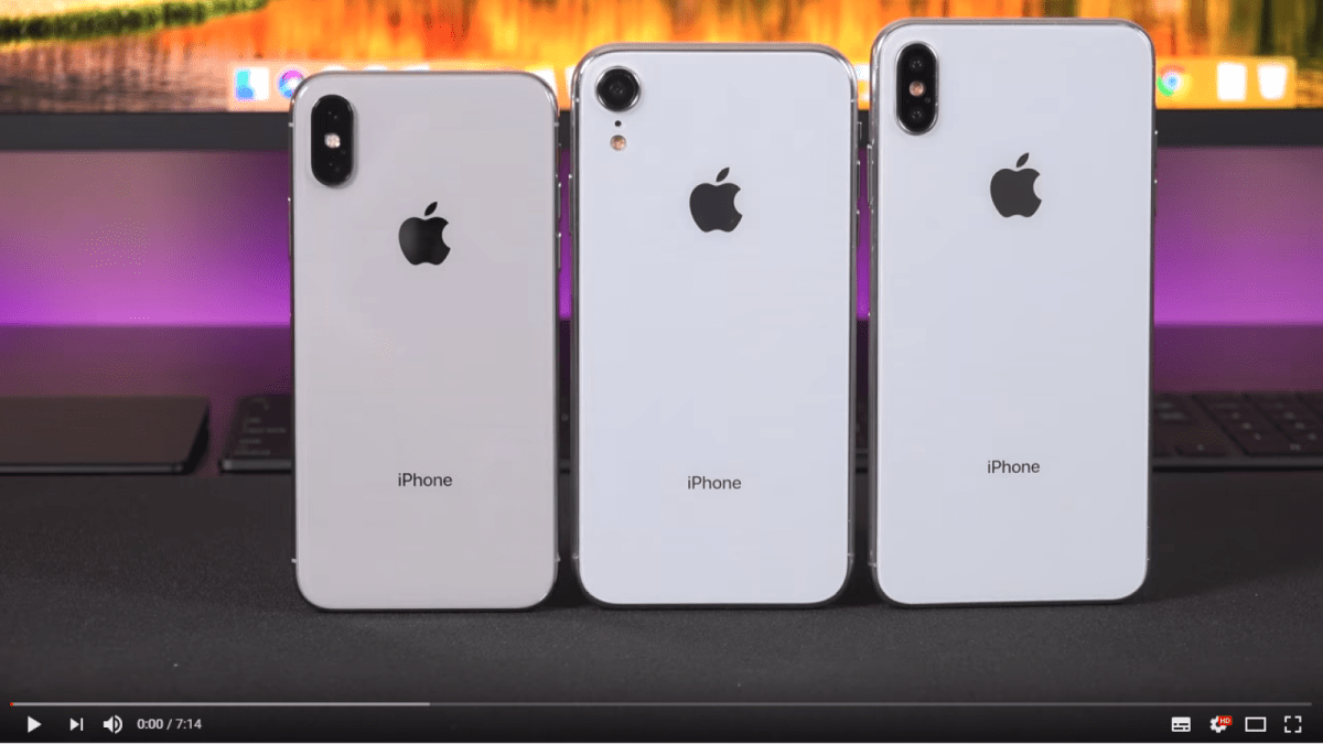 Die drei neuen iPhones als Dummy nebeneinander