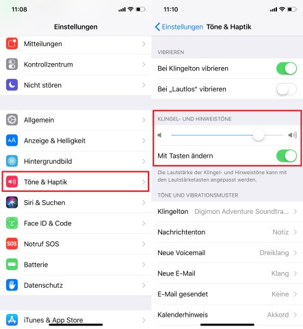 Mein iPhone-Wecker klingelt nicht: Schaut zuerst bei Töne & Haptik unter den Einstellungen nach.