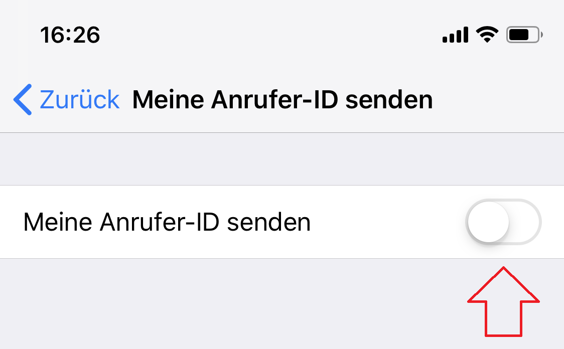 Schiebt den Regler nach links und unterdrückt so die Nummer eures iPhones.