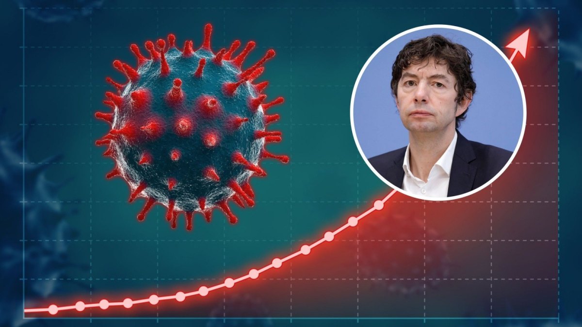 Christian Drosten und eine Coronavirus-Zelle.