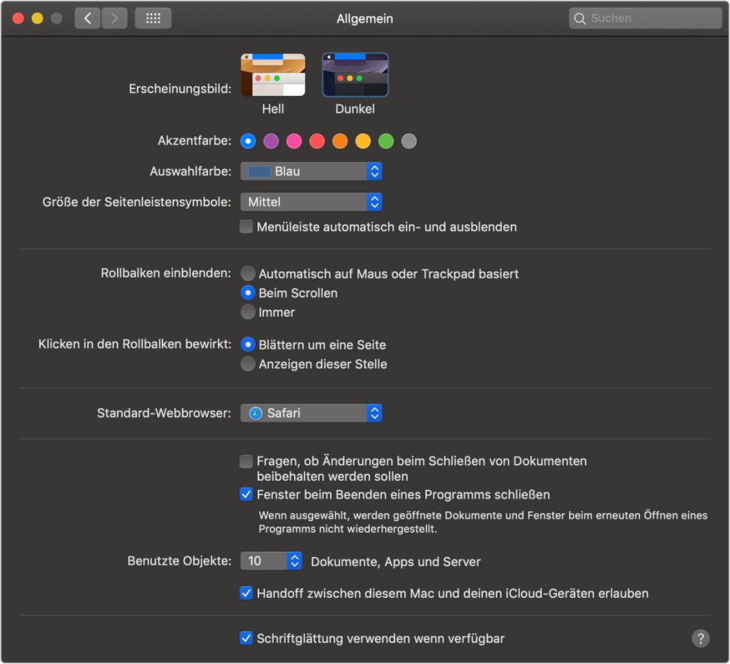 Der Dark Mode für macOS ist ab dem Upgrade "Mojave" verfügbar.