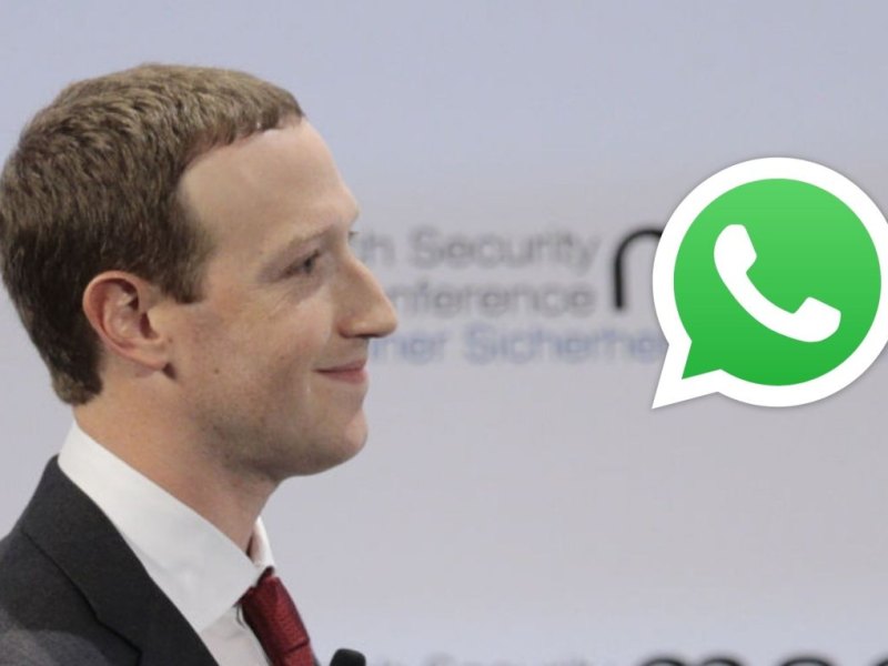 Mark Zuckerberg und das WhatsApp-Logo