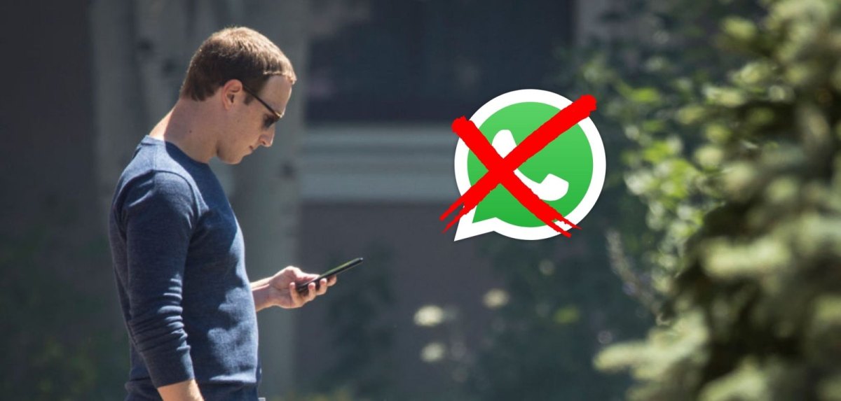 Mark Zuckerberg und das WhatsApp-Logo