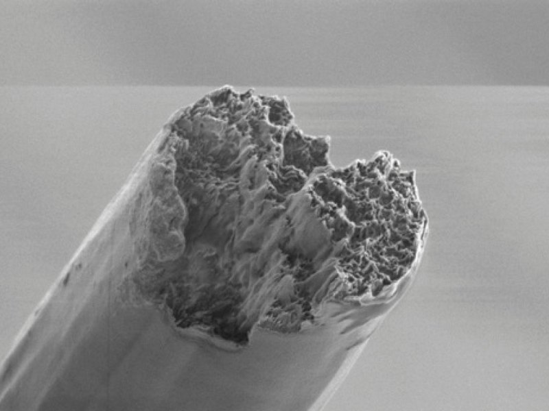 Biologisch abbaubare künstliche Zellulosefasern unter dem Mikroskop