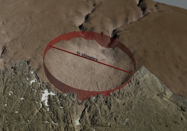 Die Weite des Kraters ist beachtlich.