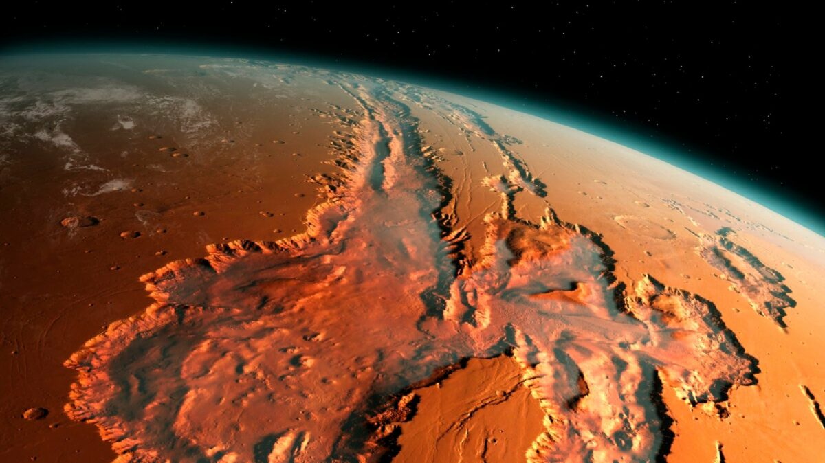 Eine Illustration des Planeten Mars.