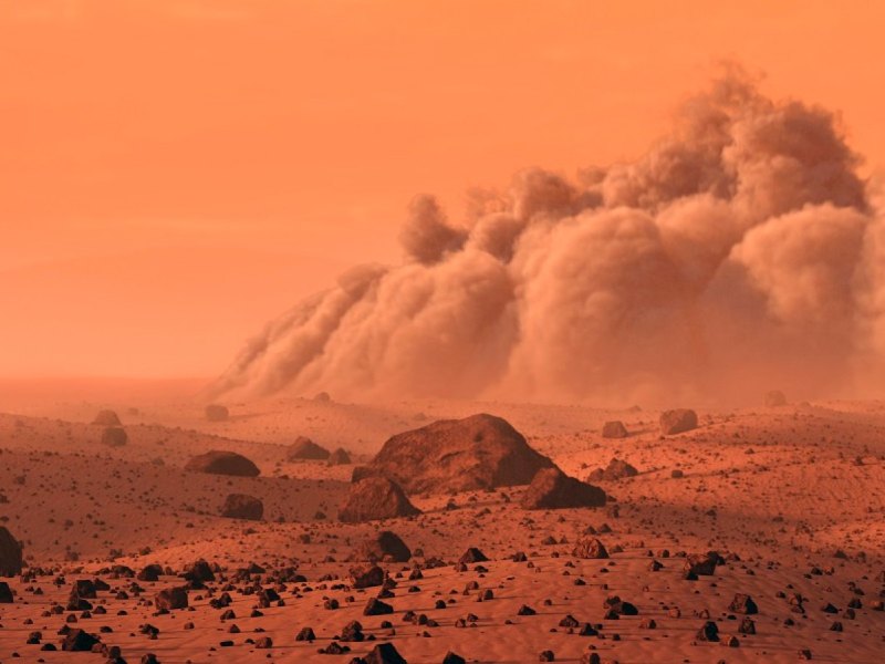 Illustration von Wolken über dem Mars.
