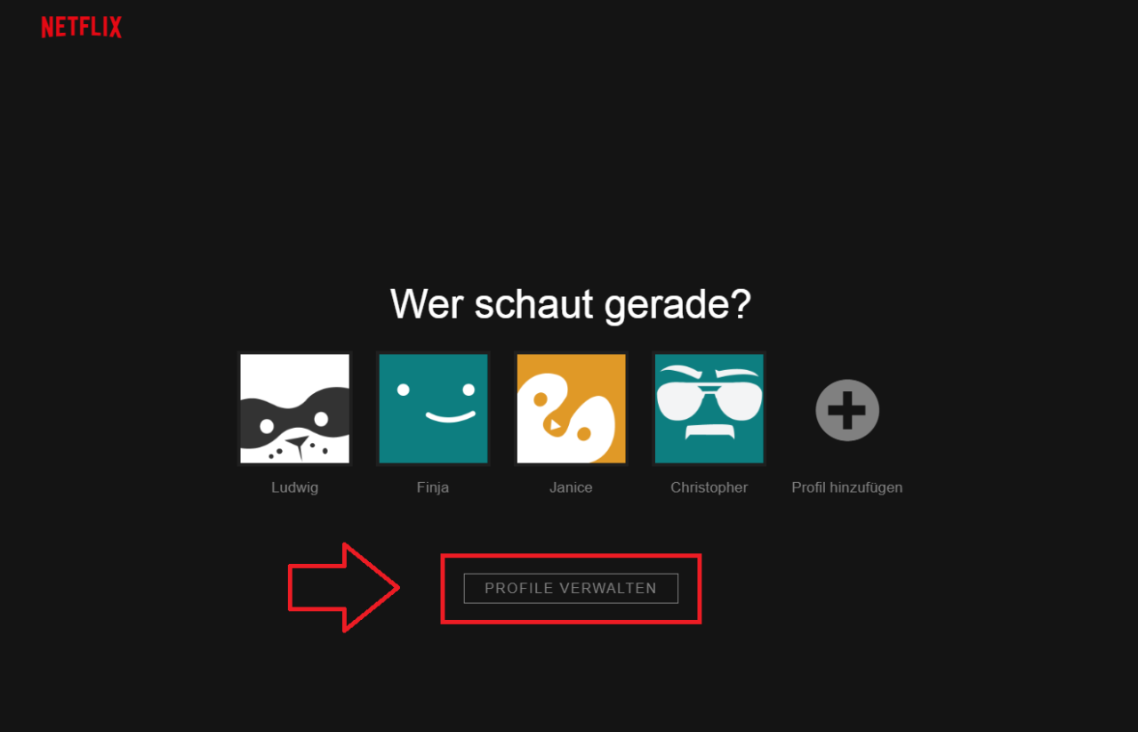 Das Netflix Profil löscht man unter "Profil verwalten".