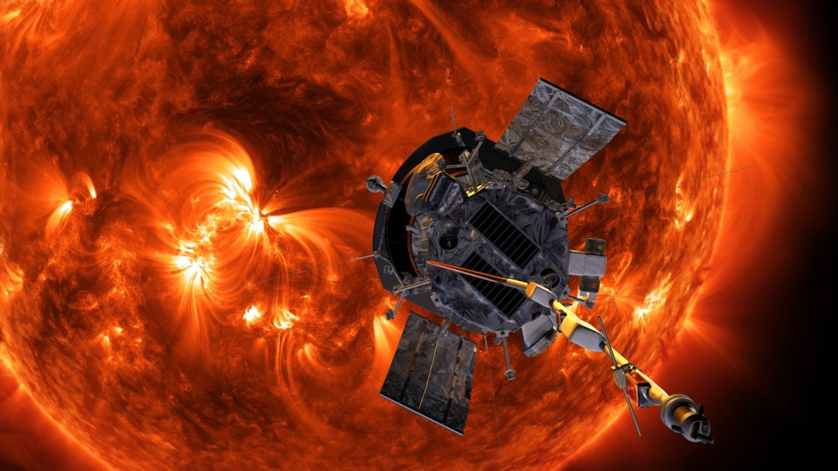 NASAs Parker Solar Probe-Raumschiff vor der Sonne (Simulation)