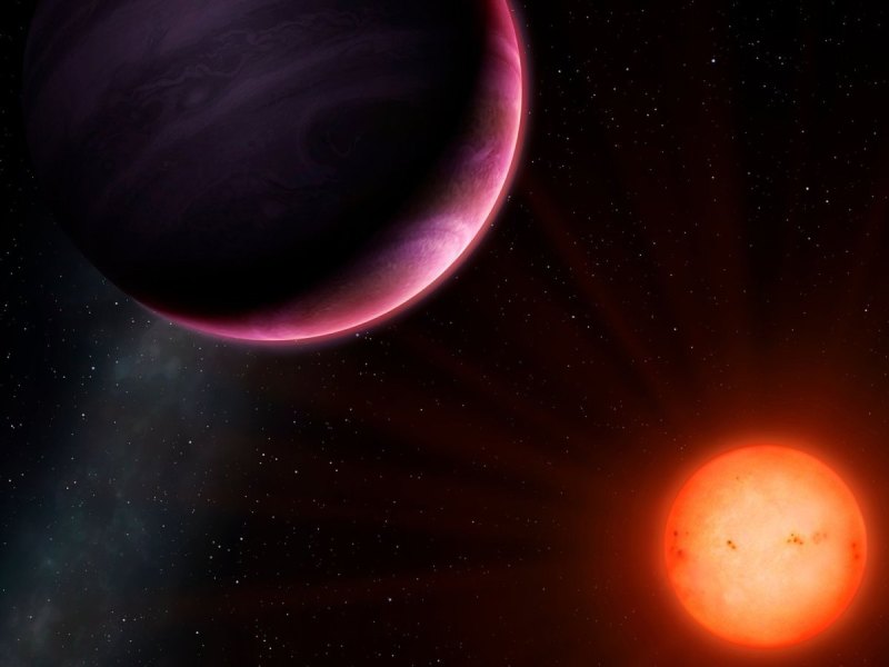 Künstlerische Darstellung eines Planeten mit seiner benachbarten Sonne.