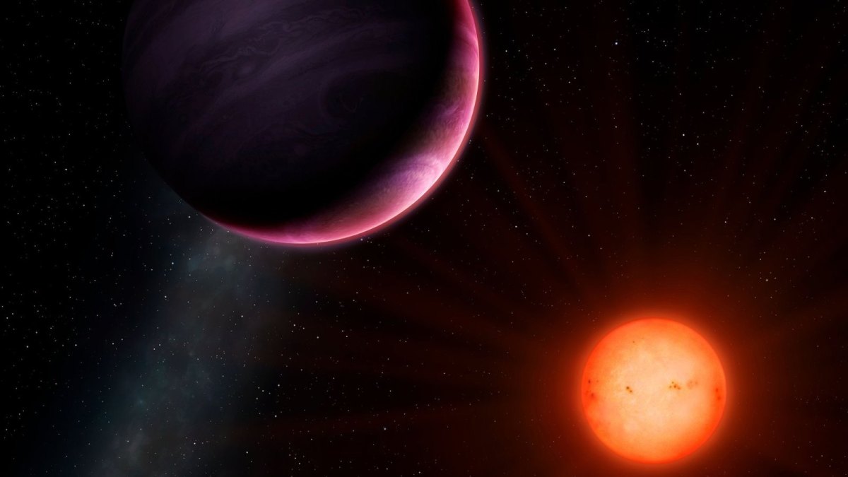 Künstlerische Darstellung eines Planeten mit seiner benachbarten Sonne.