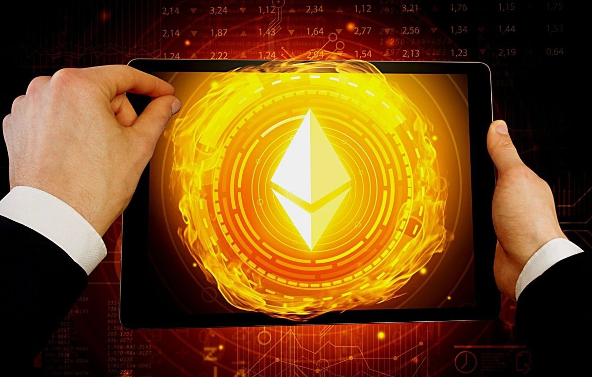 Ethereum-Logo auf einem Tablet
