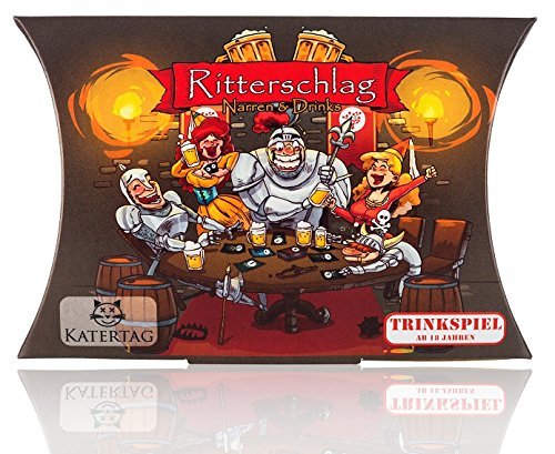 Katertag bezeichnet sich selbst als erste deutsche Trinkspielmarke und bietet unter anderem das Spiel Ritterschlag an. 