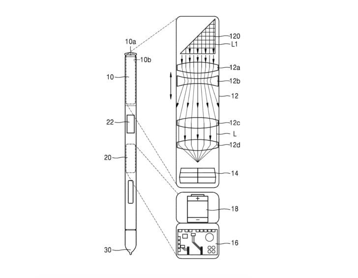 Zeichnung in der Patentanmeldung für den S-Pen mit Kamerafunktion von Samsung