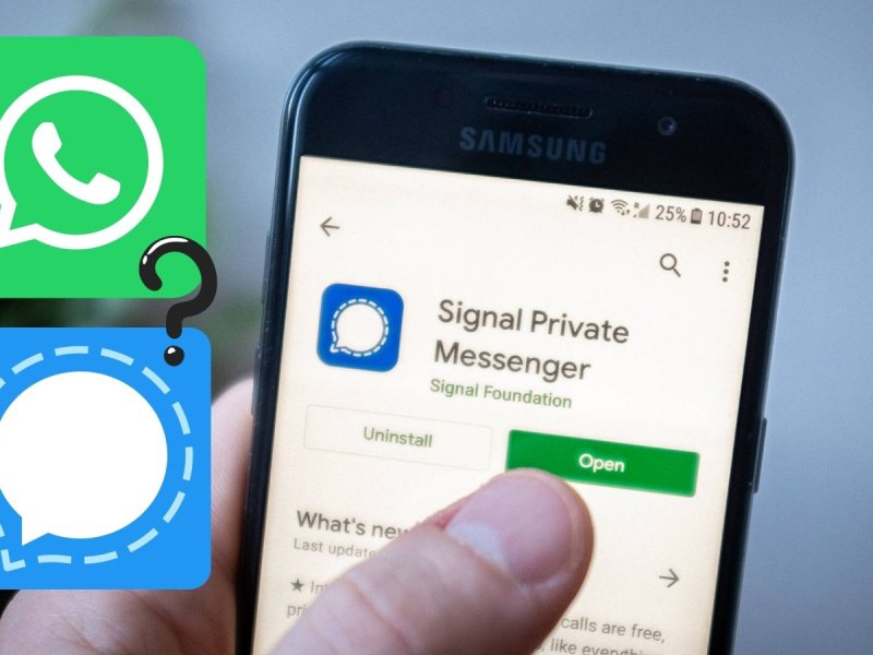 WhatsApp- und Signal-App-Icon.
