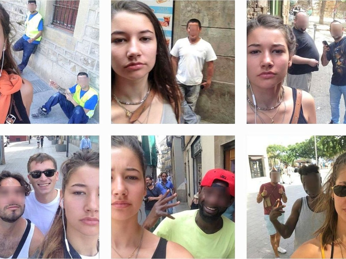 Sechs Selfies der Niederländerin mit ihren Belästigern