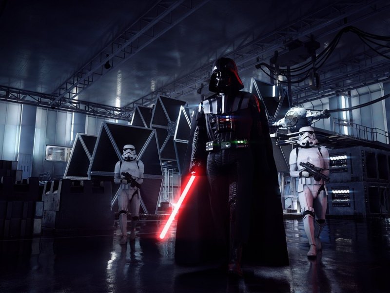 Star Wars Battlefront 2 Charaktere: Darth Vader und zwei Klonkrieger
