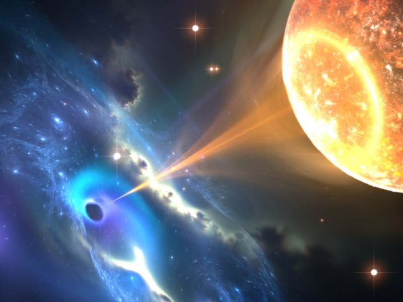Schwarzes Loch saugt Stern ein