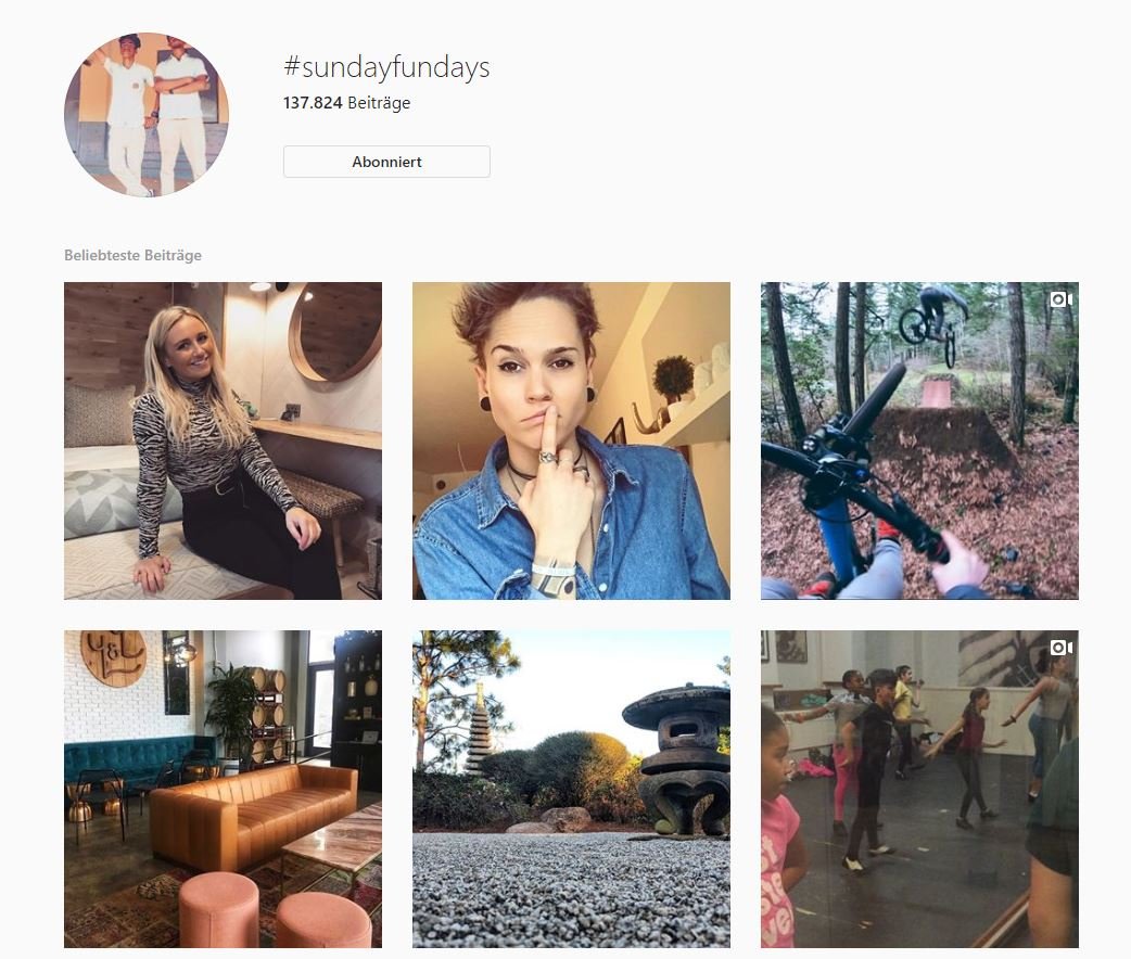 Instagram-Hashtag #sundayfundays