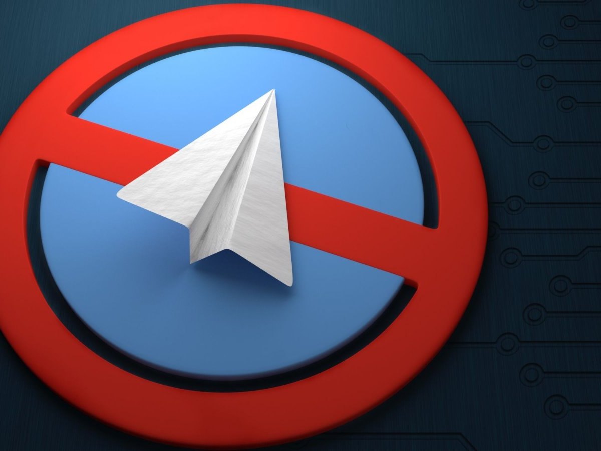 Telegram-Logo durchgestrichen