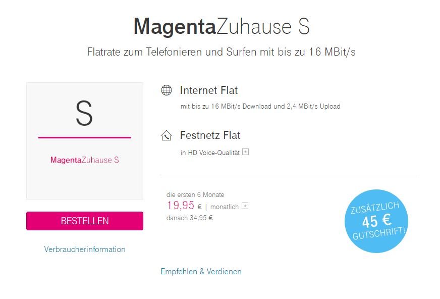 Hast du den Tarif MagentaZuhause S, bekommst du bald Post von der Telekom.