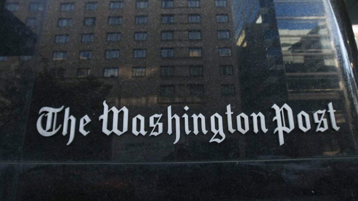 Logo der Washington Post am Washington Post Building